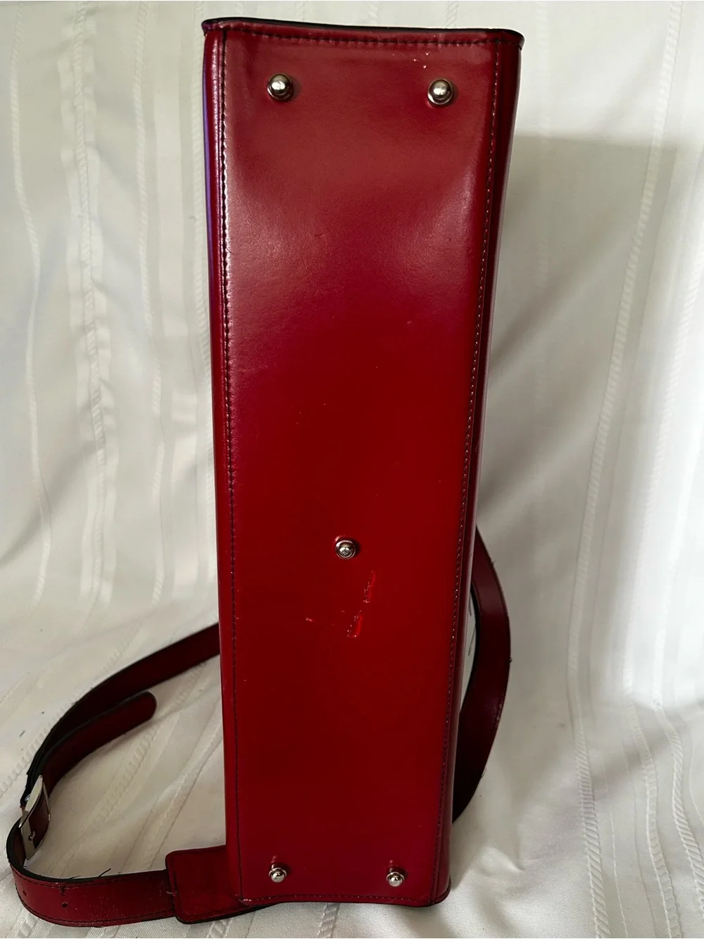 Jack Georges Briefcase Laptop Case Red Italian Leather Work Bag Shoulder Strap